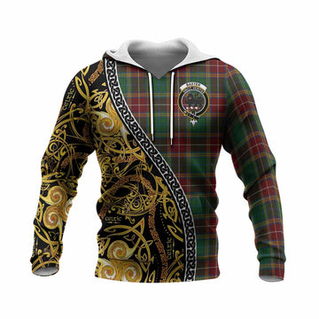 Baxter Tartan Crest Knitted Hoodie Celtic Knot and Triple Trickle Spiral Symbols