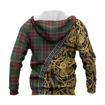 Baxter Tartan Crest Knitted Hoodie Celtic Knot and Triple Trickle Spiral Symbols