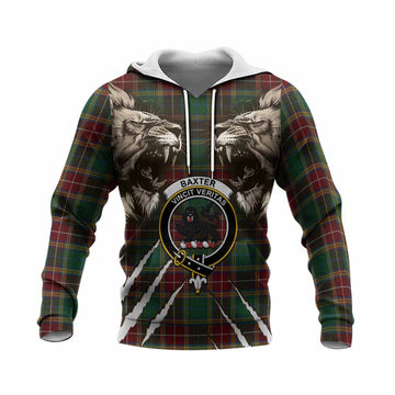Baxter Tartan Crest Knitted Hoodie Ferocious Lion Style