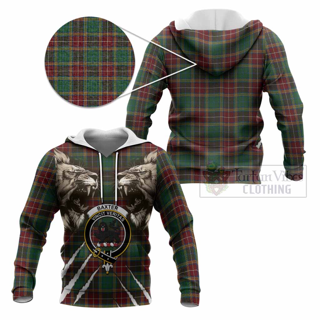 Baxter Tartan Crest Knitted Hoodie Ferocious Lion Style