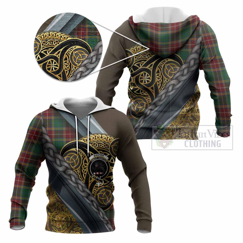 Baxter Tartan Crest Knitted Hoodie Scottish Triskele Celtic