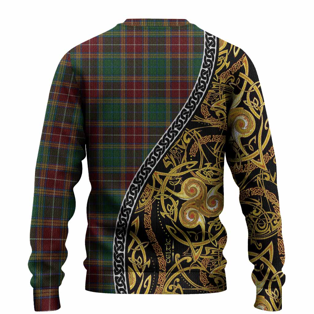 Baxter Tartan Crest Knitted Sweater Celtic Knot and Triple Trickle Spiral Symbols