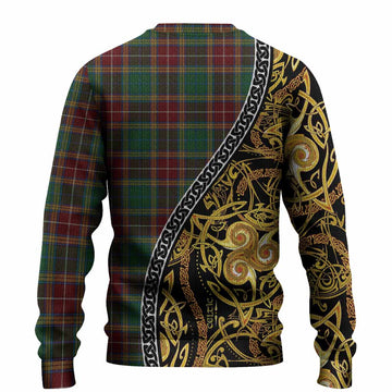 Baxter Tartan Crest Knitted Sweater Celtic Knot and Triple Trickle Spiral Symbols
