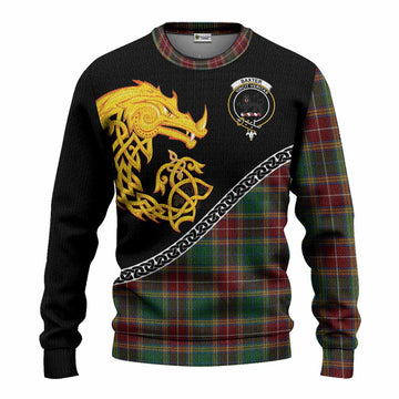 Baxter Tartan Crest Knitted Sweater Legendary Dragon Knot Half Style