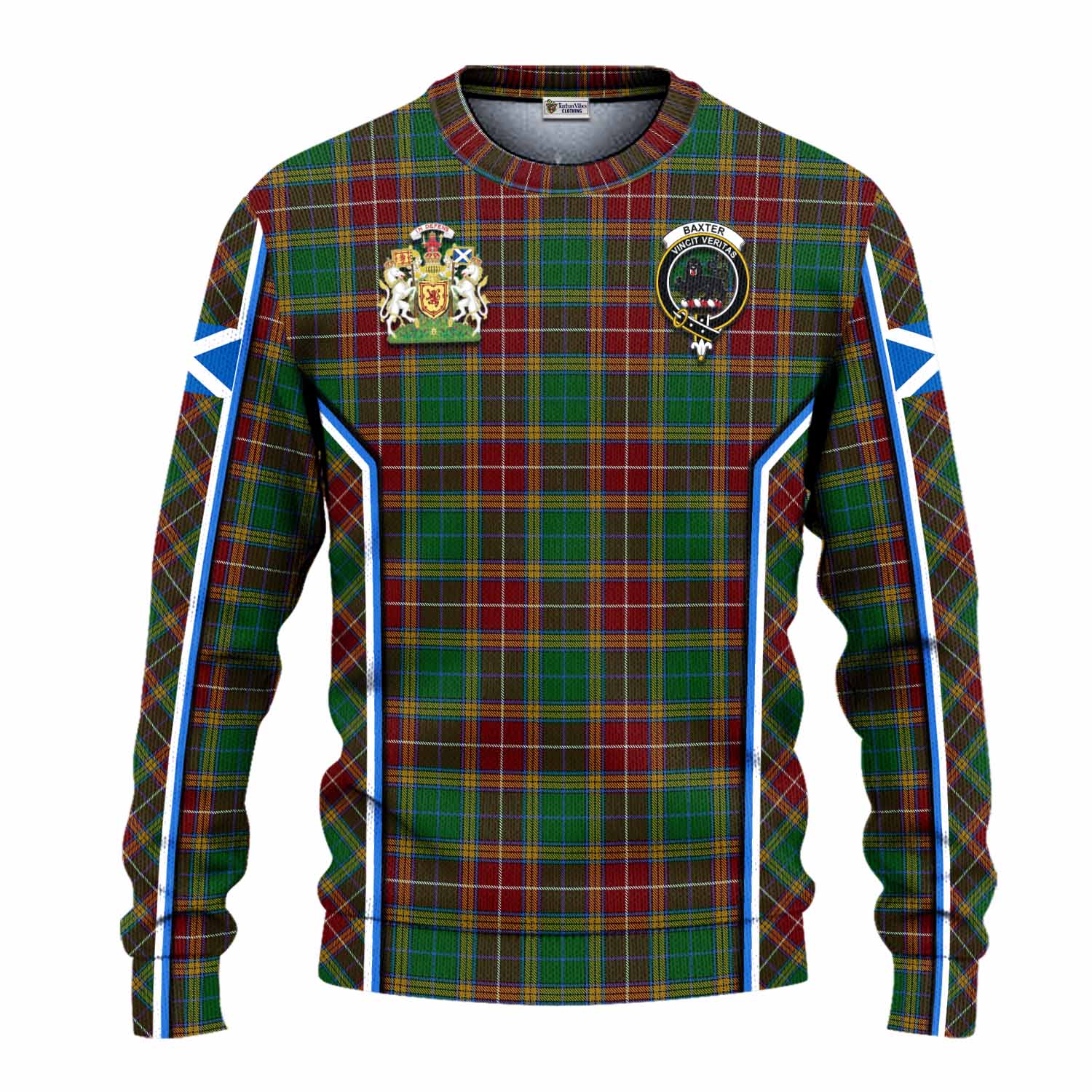 Baxter Tartan Crest Knitted Sweater Scotland Coat of Arm Flag Style - Tartan Vibes Clothing