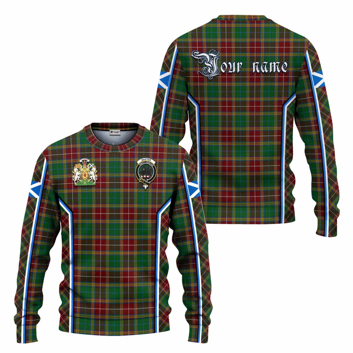 Baxter Tartan Crest Knitted Sweater Scotland Coat of Arm Flag Style - Tartan Vibes Clothing