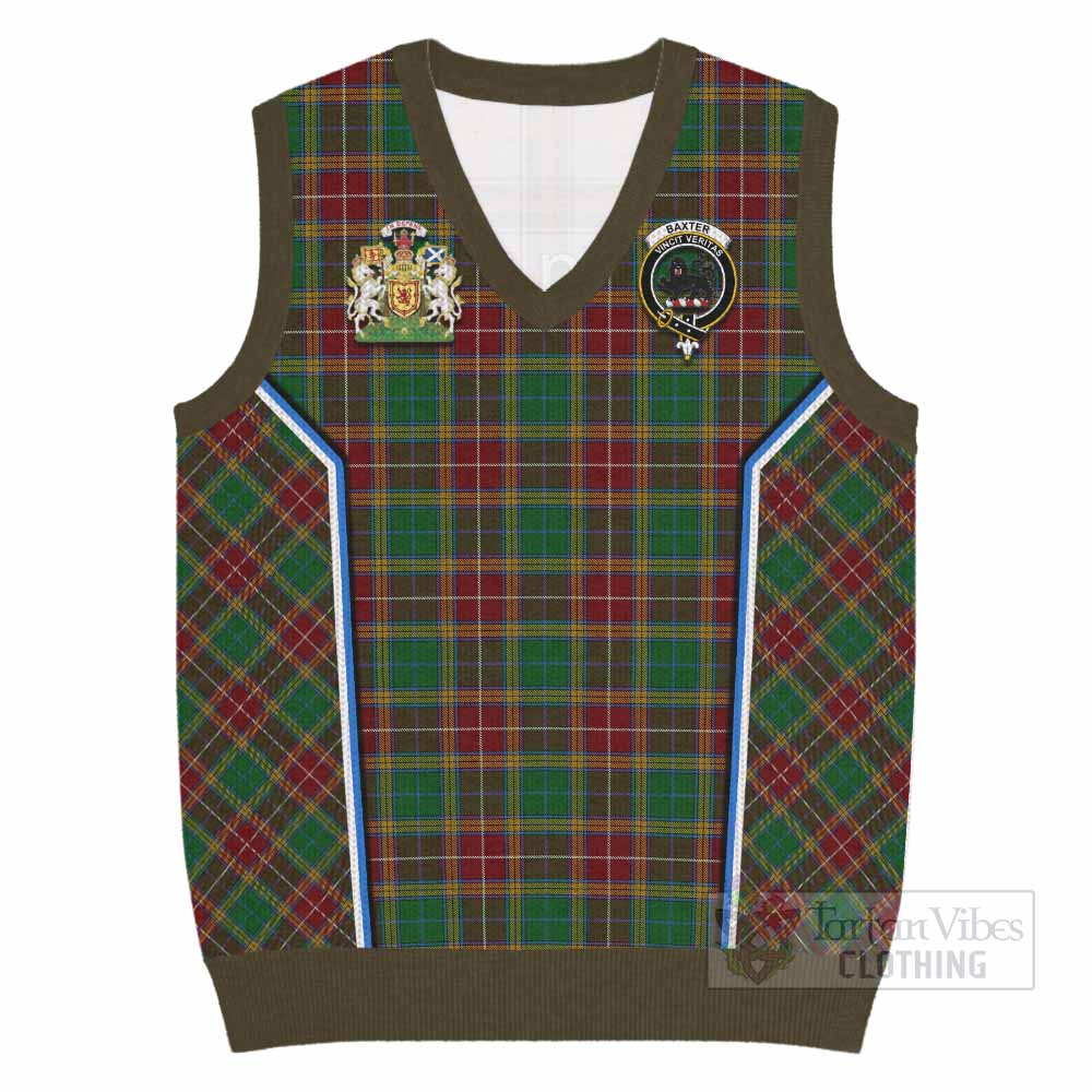 Baxter Tartan Crest Knitted V-Neck Vest Scotland Coat of Arm Flag Style - Tartan Vibes Clothing