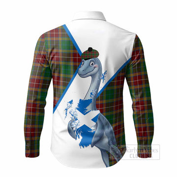 Baxter Tartan Crest Loch Ness Monster Long Sleeve Button Shirts Nessie Scottish Map Tha Gradh Agam Air Alba