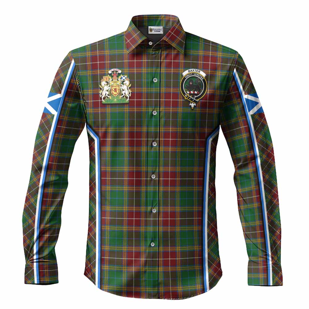Baxter Tartan Crest Long Sleeve Button Shirts Scotland Coat of Arm Flag Style - Tartan Vibes Clothing