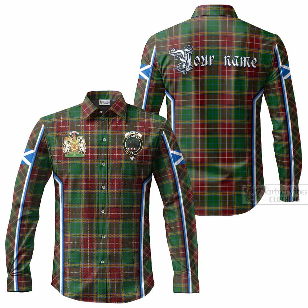 Baxter Tartan Crest Long Sleeve Button Shirts Scotland Coat of Arm Flag Style - Tartan Vibes Clothing