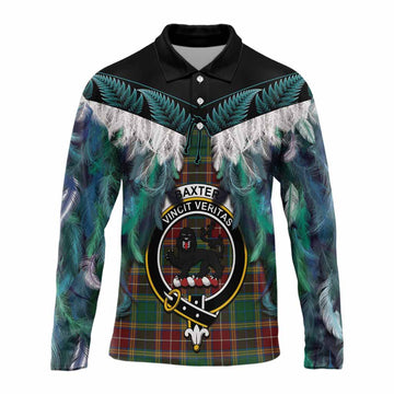 Baxter Tartan Crest Long Sleeve Polo Shirt New Zealand Maori Korowai Cloak