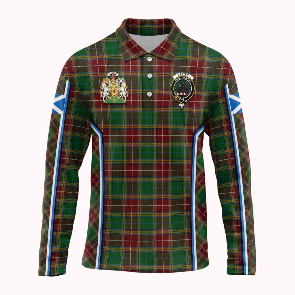 Baxter Tartan Crest Long Sleeve Polo Shirt Scotland Coat of Arm Flag Style - Tartan Vibes Clothing
