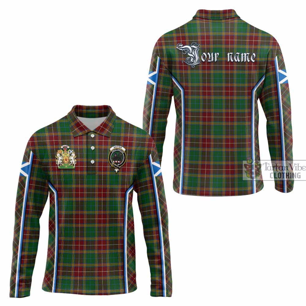 Baxter Tartan Crest Long Sleeve Polo Shirt Scotland Coat of Arm Flag Style - Tartan Vibes Clothing