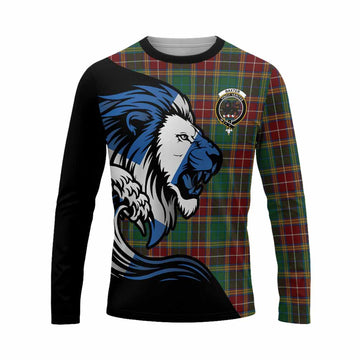 Baxter Tartan Crest Long Sleeve T-Shirt Scottish Golden Lions Wave Flow