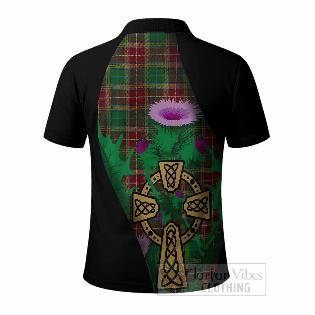 Baxter Tartan Crest Polo Shirt Celtic Cross Thistle Flowers