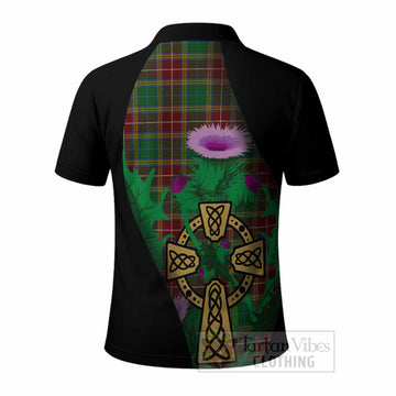 Baxter Tartan Crest Polo Shirt Celtic Cross Thistle Flowers