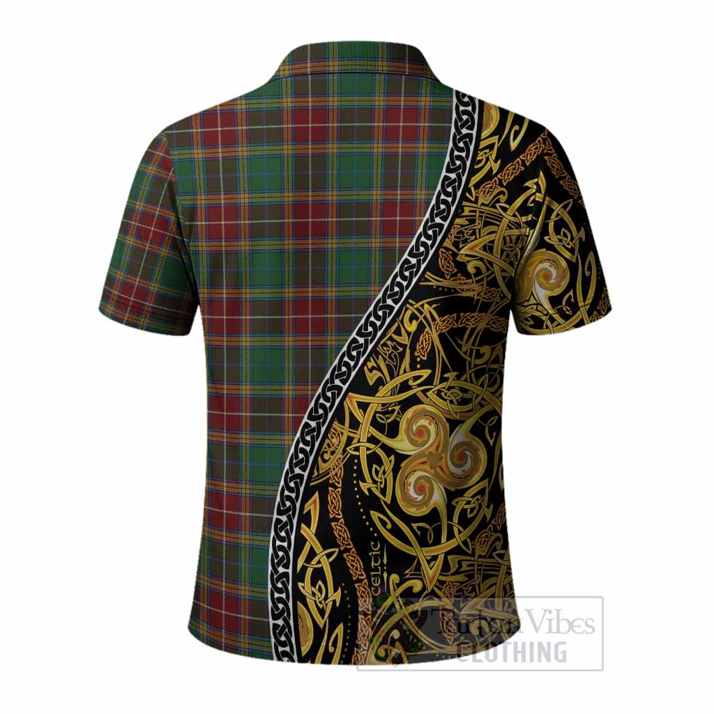 Baxter Tartan Crest Polo Shirt Celtic Knot and Triple Trickle Spiral Symbols