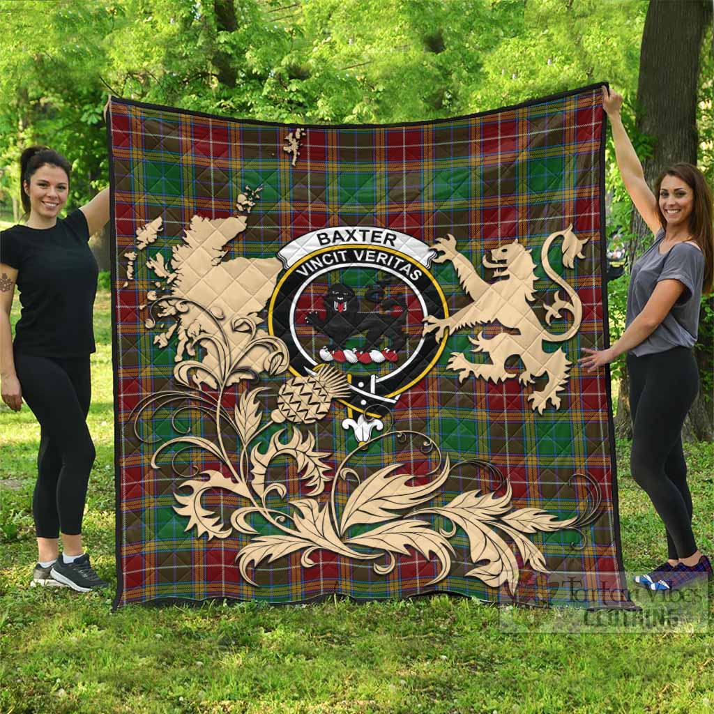 Baxter Tartan Crest Premium Quilt with Scottish Iconic Symbols 