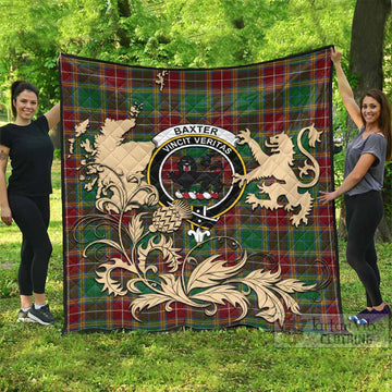Baxter Tartan Crest Premium Quilt with Scottish Iconic Symbols 