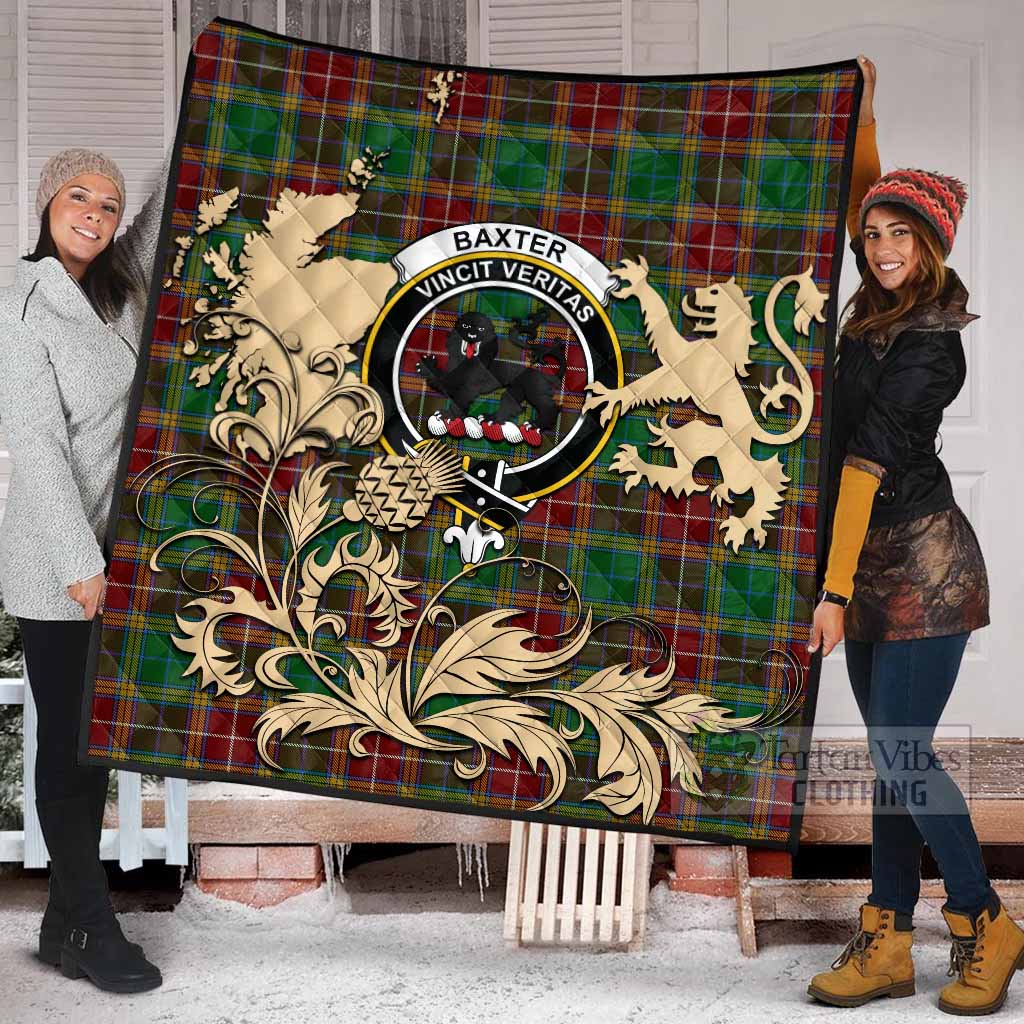 Baxter Tartan Crest Premium Quilt with Scottish Iconic Symbols 