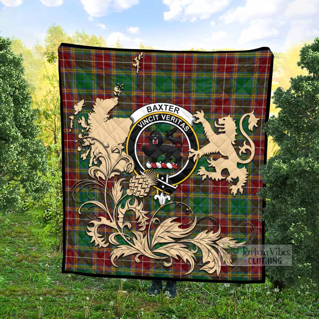 Baxter Tartan Crest Premium Quilt with Scottish Iconic Symbols 