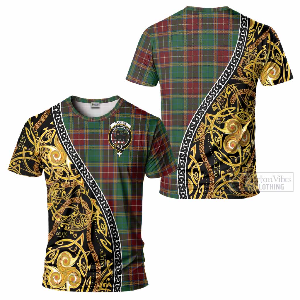 Baxter Tartan Crest T-Shirt Celtic Knot and Triple Trickle Spiral Symbols
