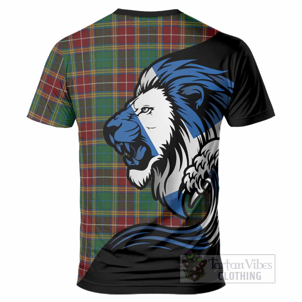 Baxter Tartan Crest T-Shirt Scottish Golden Lions Wave Flow