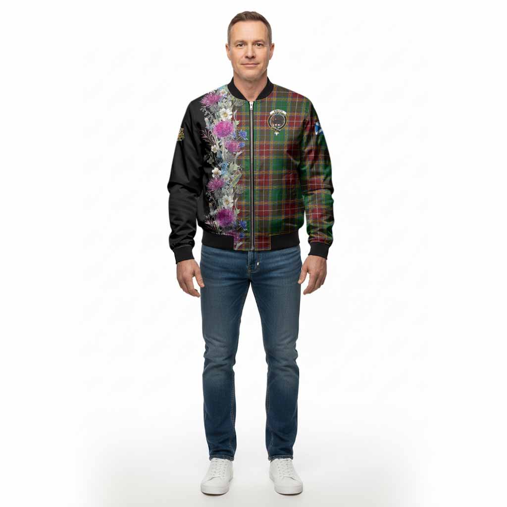 Baxter Tartan Crest Thistle Floral Bomber Jacket - Tartan Vibes Clothing