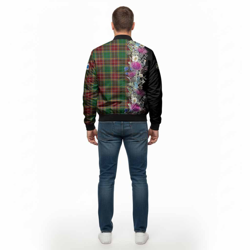 Baxter Tartan Crest Thistle Floral Bomber Jacket - Tartan Vibes Clothing