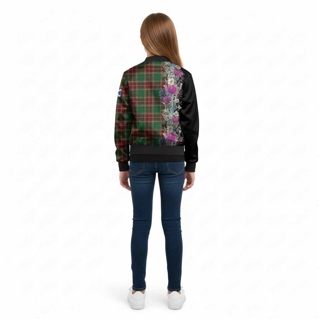 Baxter Tartan Crest Thistle Floral Kid Bomber Jacket - Tartan Vibes Clothing