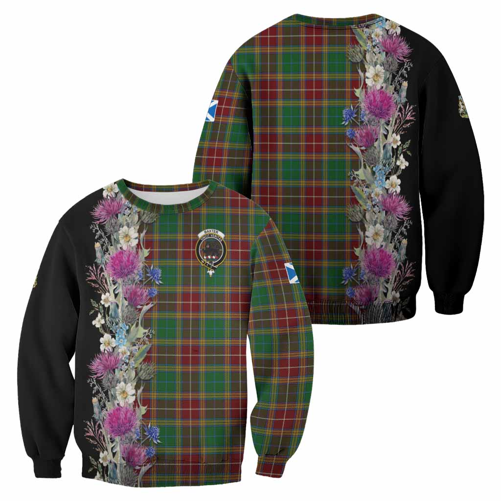 Baxter Tartan Crest Thistle Floral Sweatshirt - Tartan Vibes Clothing