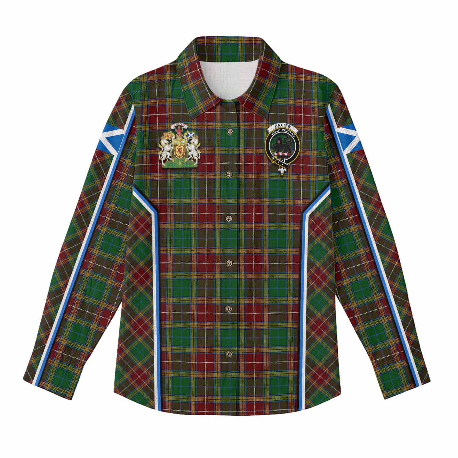 Baxter Tartan Crest Women Casual Shirt Scotland Coat of Arm Flag Style - Tartan Vibes Clothing