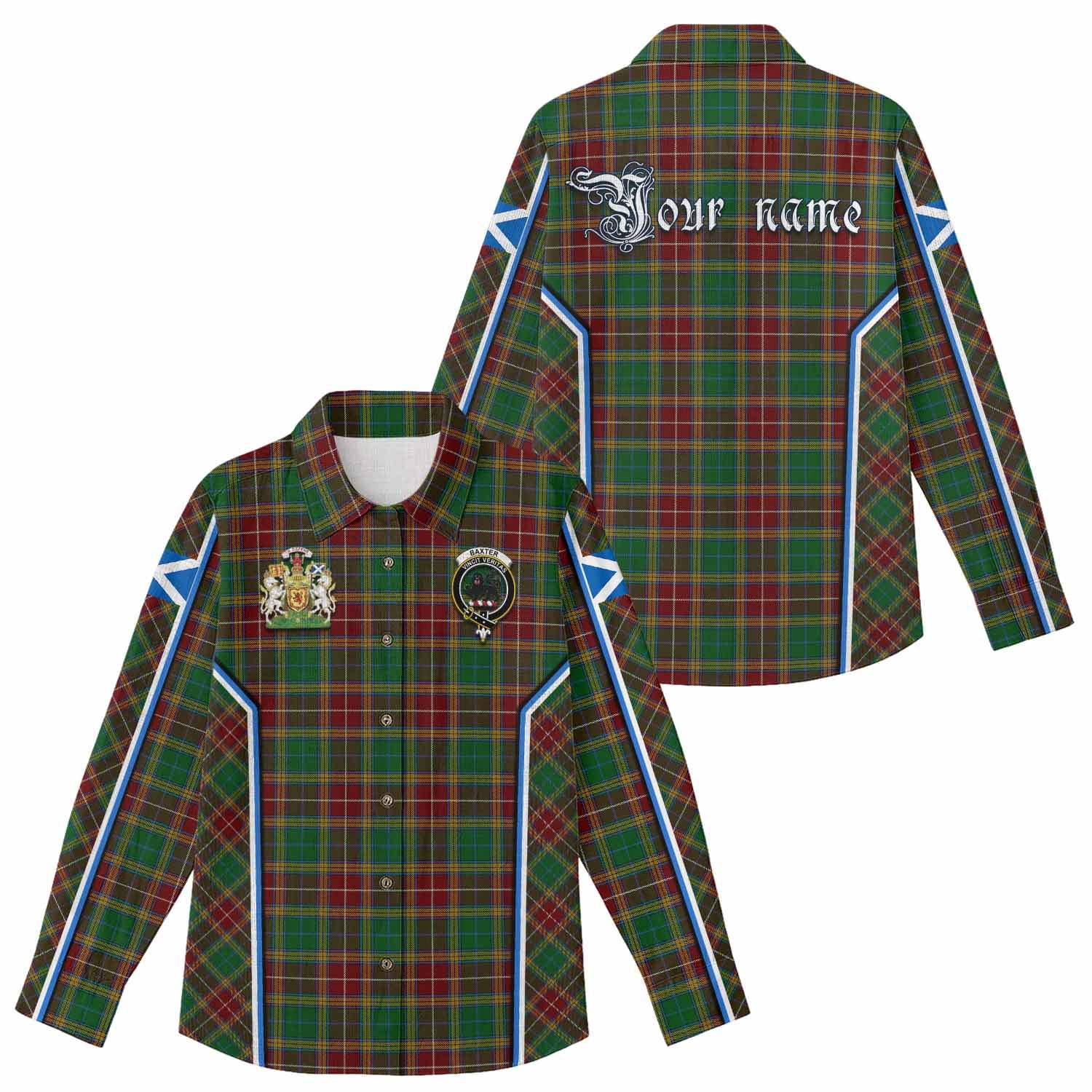 Baxter Tartan Crest Women Casual Shirt Scotland Coat of Arm Flag Style - Tartan Vibes Clothing
