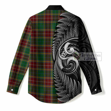 Baxter Tartan Crest Women Casual Shirt With New Zealand Silver Fern Maori Koru
