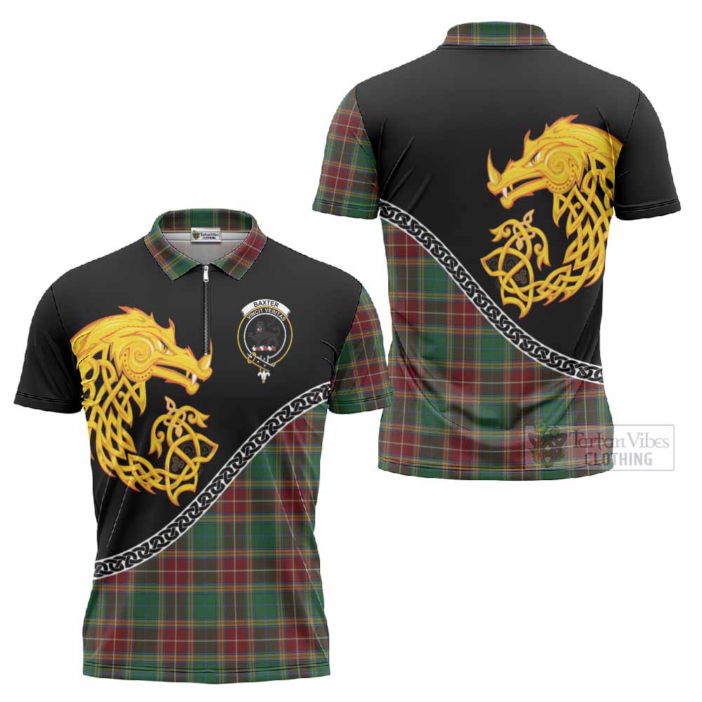 Baxter Tartan Crest Zipper Polo Shirt Legendary Dragon Knot Half Style