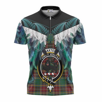 Baxter Tartan Crest Zipper Polo Shirt New Zealand Maori Korowai Cloak