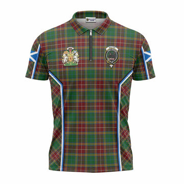 Baxter Tartan Crest Zipper Polo Shirt Scotland Coat of Arm Flag Style