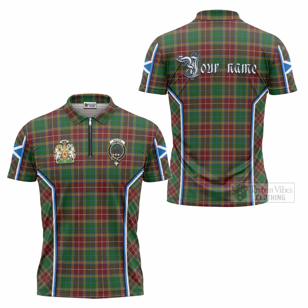 Baxter Tartan Crest Zipper Polo Shirt Scotland Coat of Arm Flag Style - Tartan Vibes Clothing