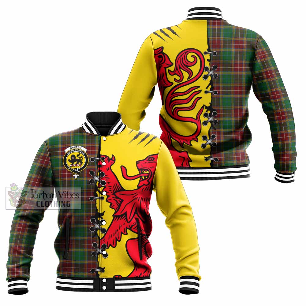 Baxter Tartan Family Crest Baseball Jacket Lion Rampant Honor - Tartan Vibes Clothing