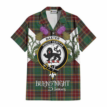 Baxter Tartan Family Crest Cotton Hawaiian Shirt Scottish Burns Night Thistle Floral