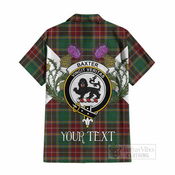 Baxter Tartan Family Crest Cotton Hawaiian Shirt Scottish Burns Night Thistle Floral