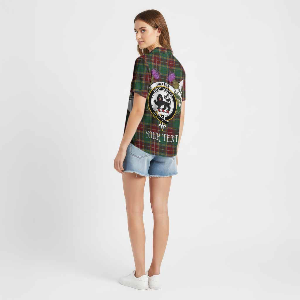 Baxter Tartan Family Crest Cotton Hawaiian Shirt Scottish Burns Night Thistle Floral