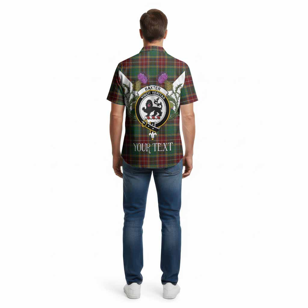 Baxter Tartan Family Crest Cotton Hawaiian Shirt Scottish Burns Night Thistle Floral
