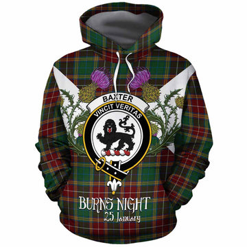 Baxter Tartan Family Crest Cotton Hoodie Scottish Burns Night Thistle Floral