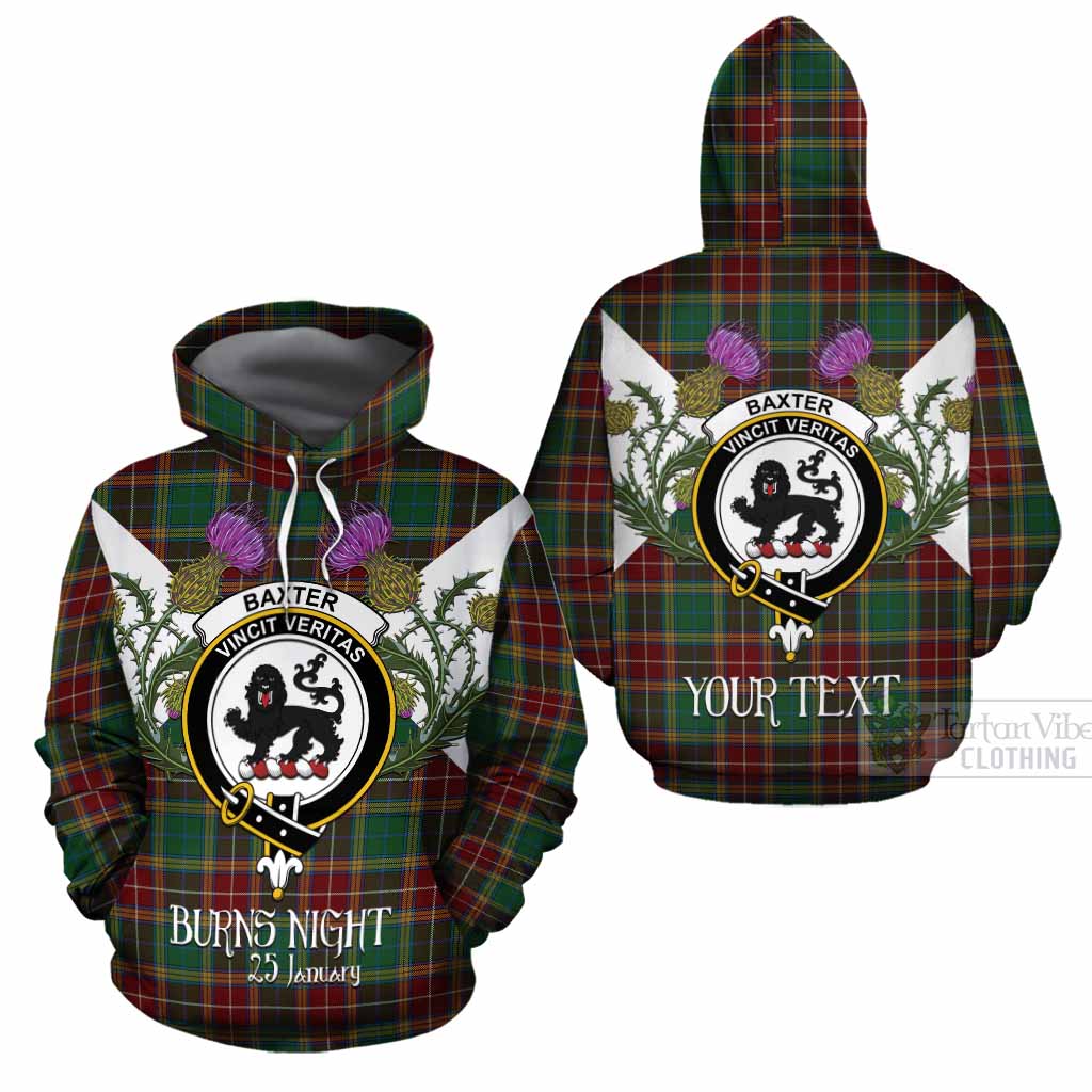 Baxter Tartan Family Crest Cotton Hoodie Scottish Burns Night Thistle Floral
