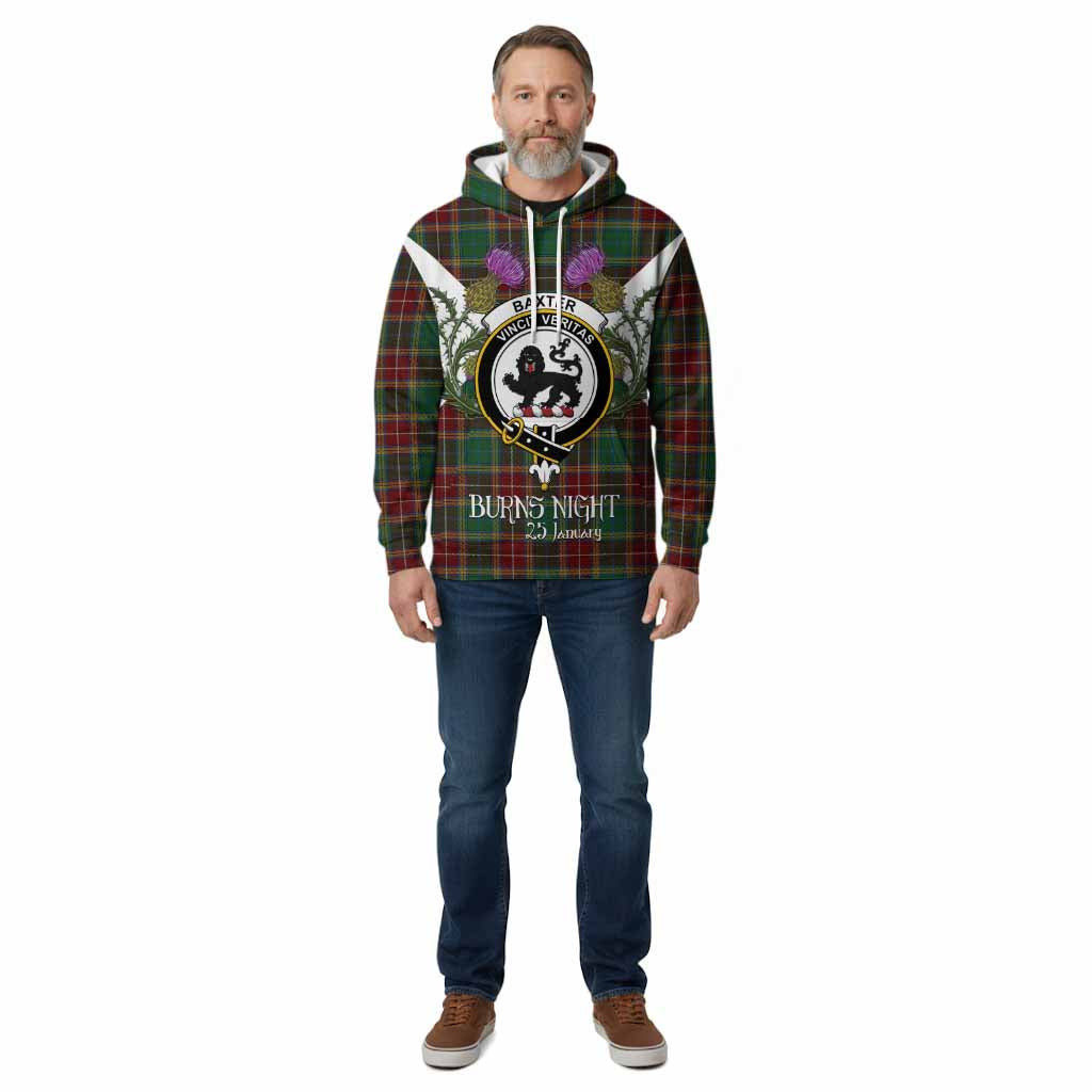 Baxter Tartan Family Crest Cotton Hoodie Scottish Burns Night Thistle Floral