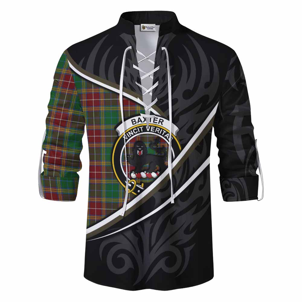 Baxter Tartan Family Crest Ghillie Kilt Shirt Celtic Scottish Thistle Floral - Tartan Vibes Clothing