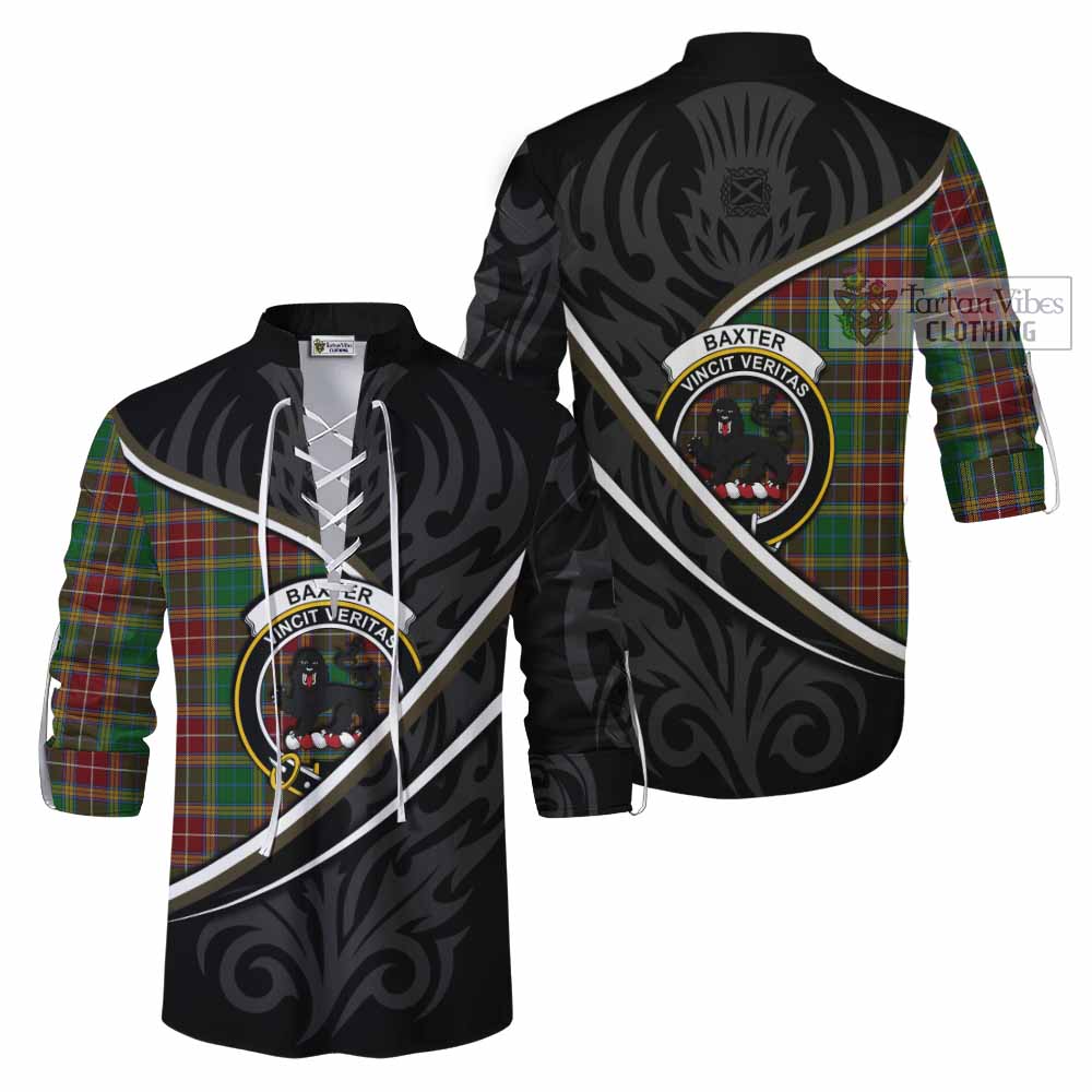 Baxter Tartan Family Crest Ghillie Kilt Shirt Celtic Scottish Thistle Floral - Tartan Vibes Clothing