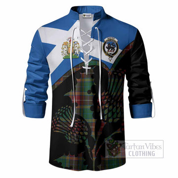 Baxter Tartan Family Crest Ghillie Shirt Scotland Thistle Floral Flag Style
