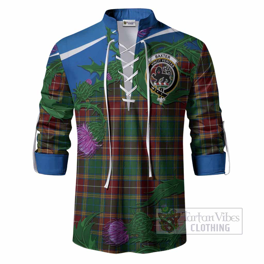 Baxter Tartan Family Crest Ghillie Shirt Thistle in Minimalism